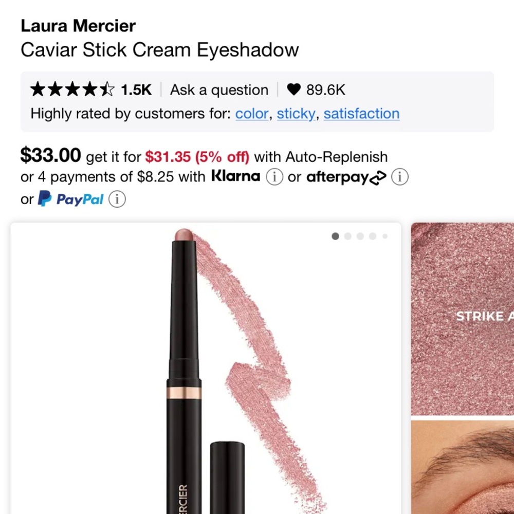 Laura Mercier 
Caviar Stick Cream Eyeshadow brand new inbox, color dusk